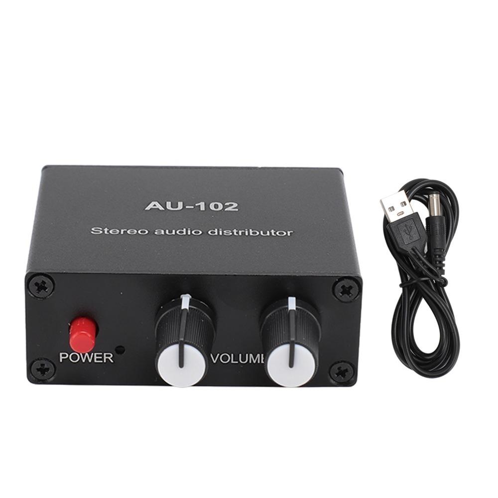 

3.5mm 2 Channel Sound Amplifier 1 Input 2 Output Sound Preamplifier DIY Audio Equipment Distributor+Cord