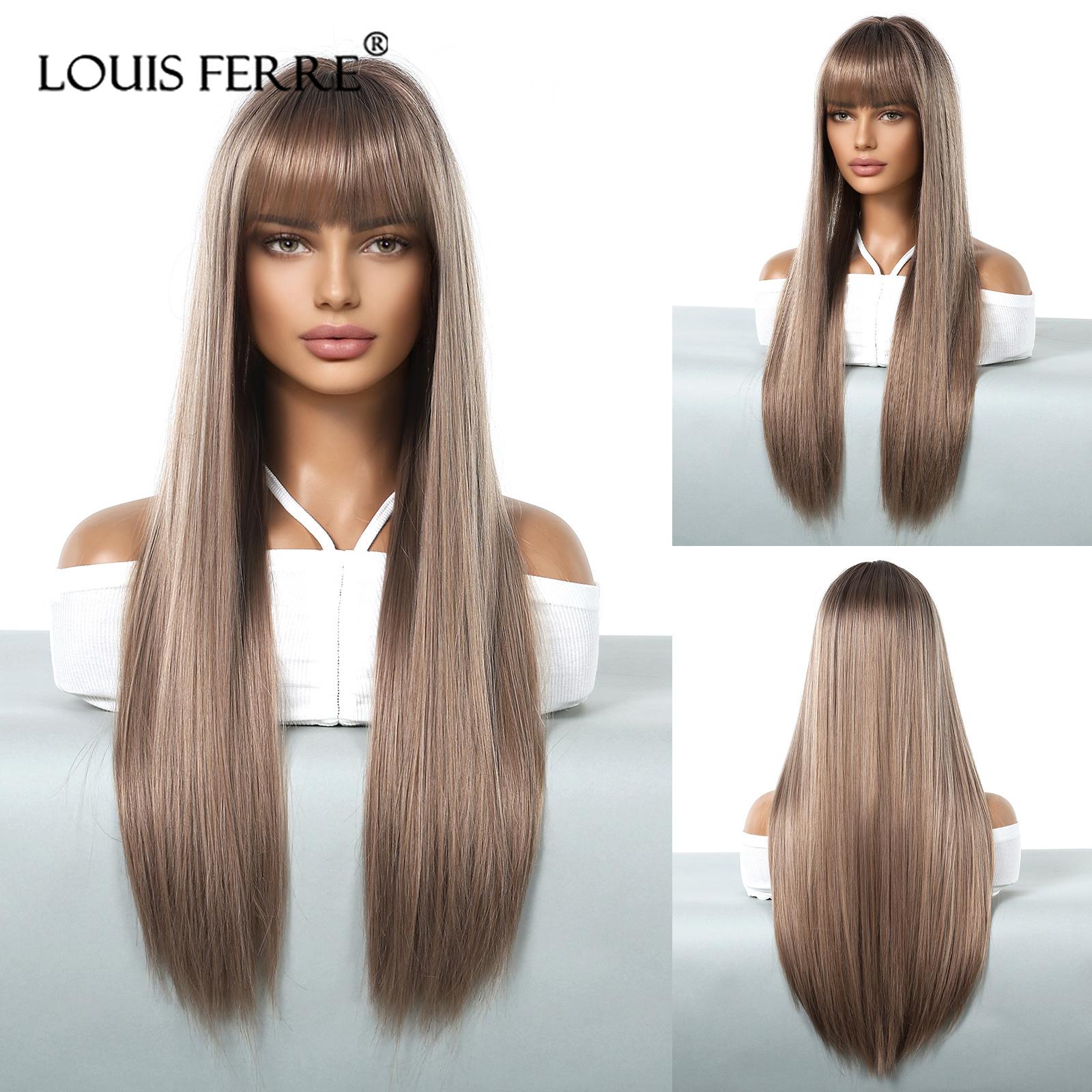 

Длинный прямой светлый белый синтетический парик с челкой, парики для косплея для женщин, термостойкие