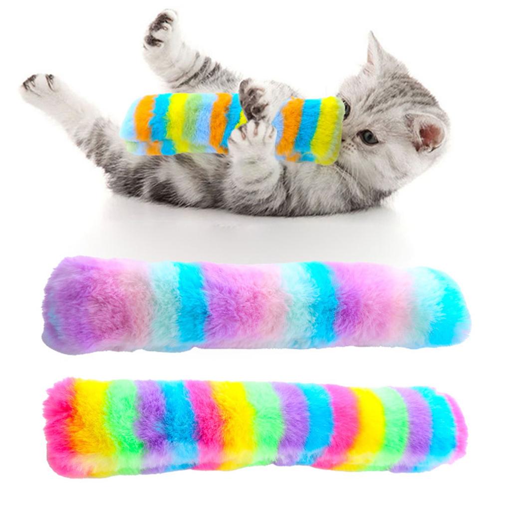 Plush Cat Pillow Toy Filled Catmint Tie Dye Color Cute Playing Toy for Cat Interactive Pillow Cat Indoor Cuddling Toy