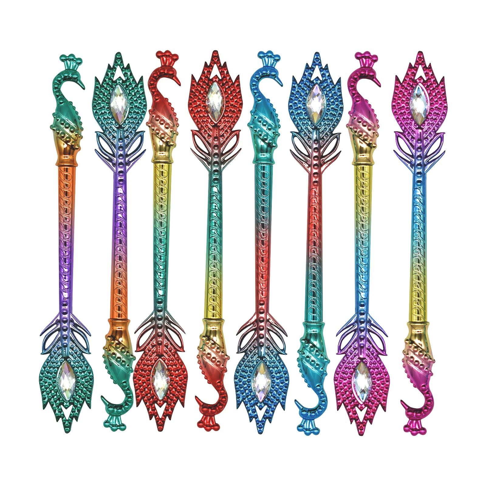 Lopenle Ballpoint Pen Character Blue 3D Peacock Easy to Perfect for Elementary School School Entrance Peacock Feather Comfortable Writing 8-Piece Set,