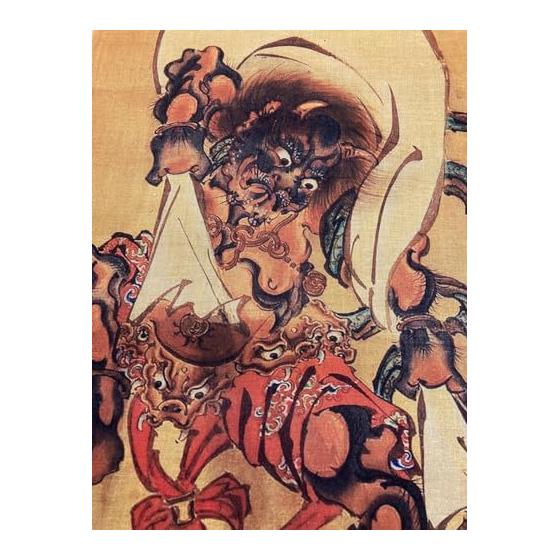 Ukiyo-e Tenugui Towel - Fujin-zu (Wind God) Part 2 by Kyosai Kawanabe, 100% Cotton, Premium Japanese Tokuoka Fabric, Reactive Dye, Screen Printed,
