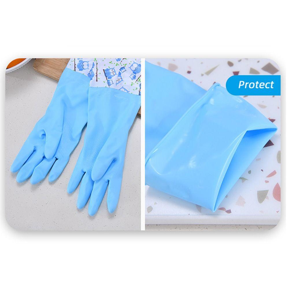 Warm Cleaning Rubber Gloves Non-slip Dishwashing Gloves Durable Plush Gloves for Kitchen Laundry