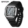 Sanda Men's Outdoor Sports Electronic Watch - Multifunctional, Waterproof, with Countdown and Snooze Feature.