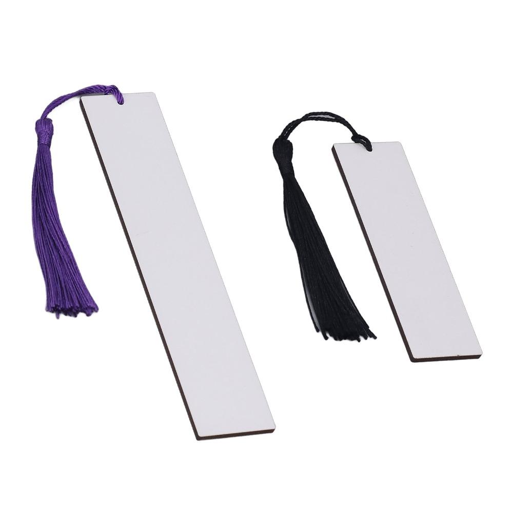 20pcs Colorful Tassels Sublimation Blanks Bookmark White Rectangle Shape Heat Transfer Bookmark Silky Tassels