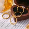 18k Gold-Plated Stainless Steel Round Bead Ring - European and American Luxury Fashion Jewelry