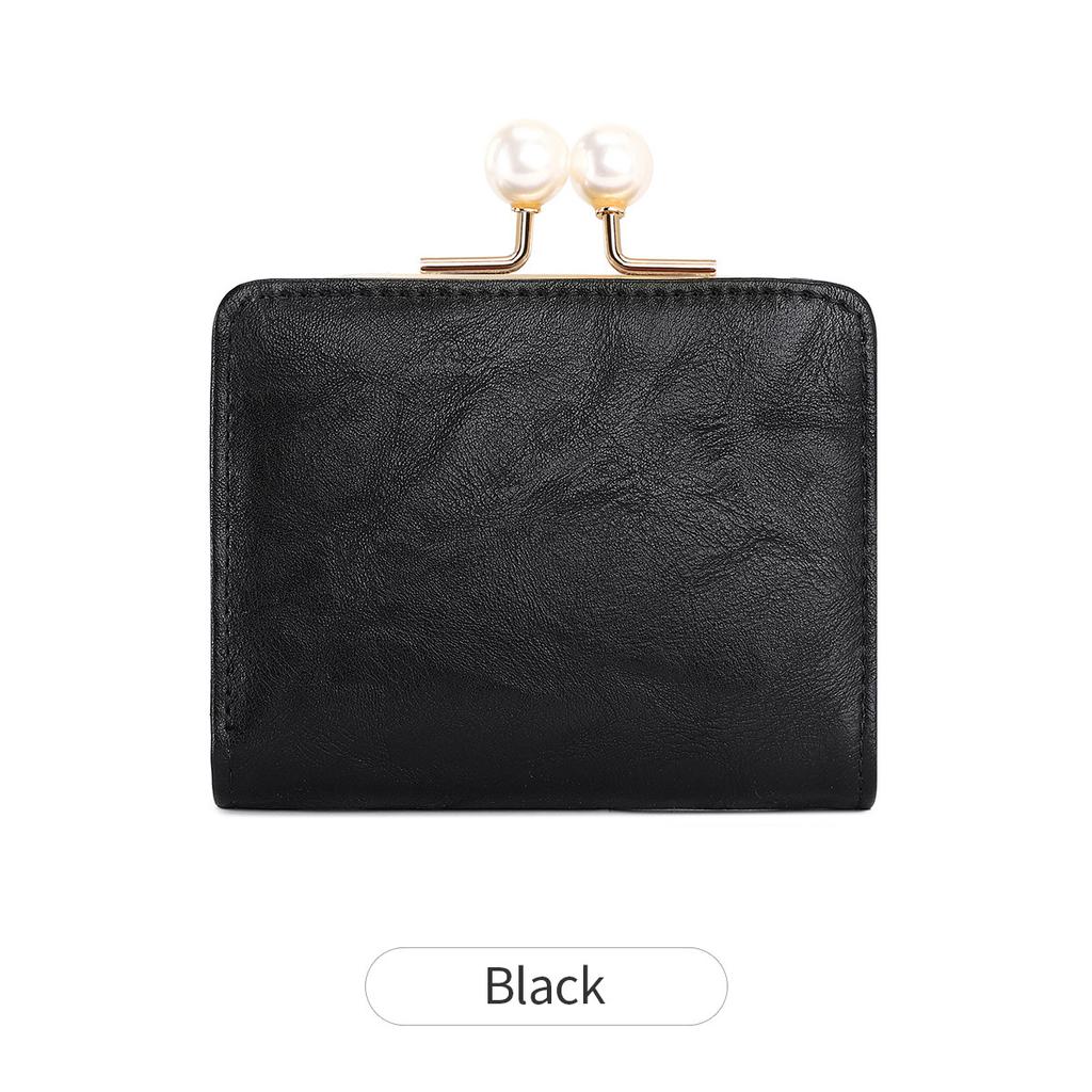 Neue Retro-Damen-Kurzgeldbörse, Perlenclip-Clutch, stilvolle und einfache multifunktionale Geldbörse