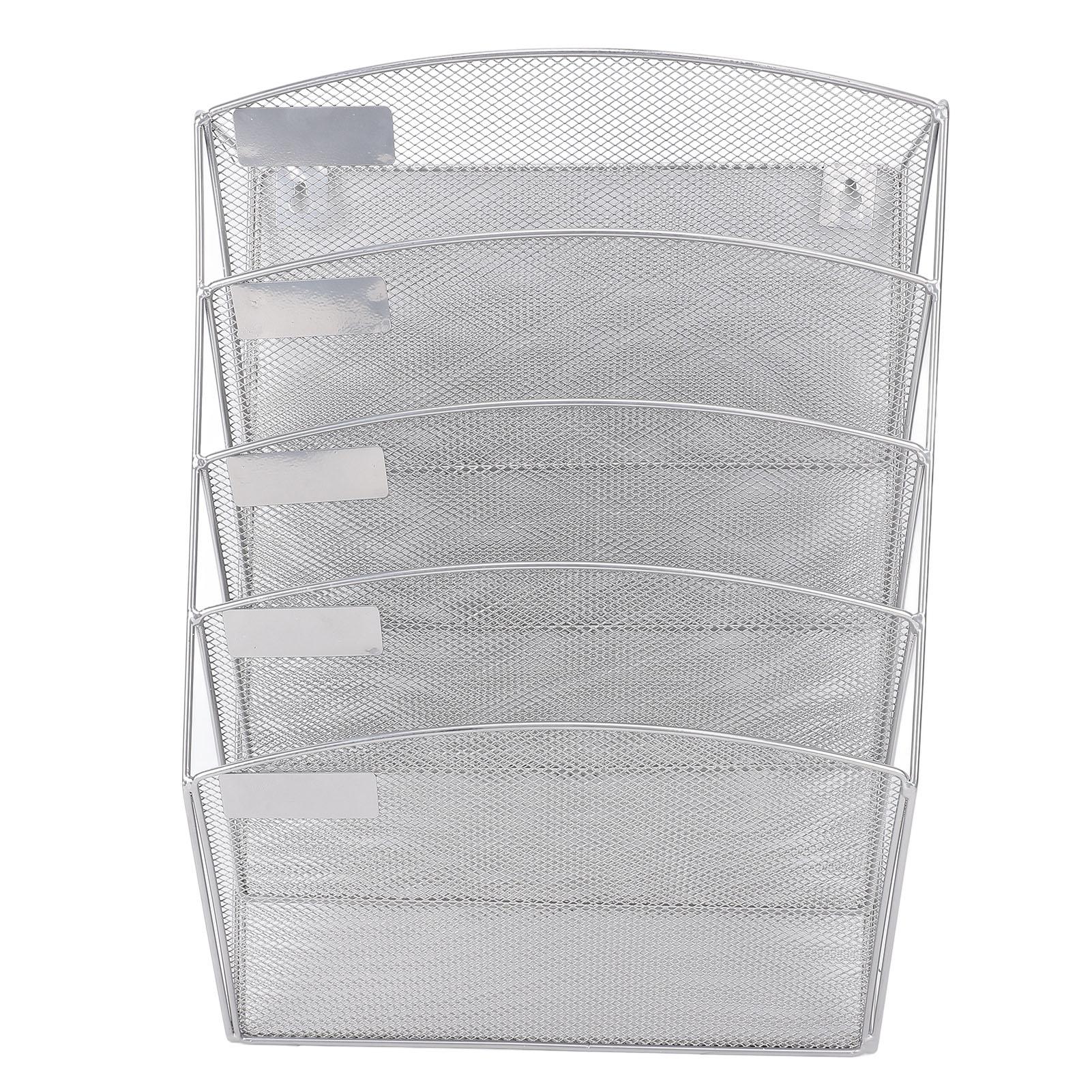 

Wall Mount File Organizer 5 Tier Slanted Bottom Vertical Hanging Storage Rack for Office School Home Use