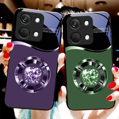 Круглий Алмаз Для OnePlus Nord 3 5 6T 7 Pro 8 12 10T Reno8 Lite 5G 10R Nord N30 Жорсткий Чохол Загартоване Скло Чохол для Телефона Чорний