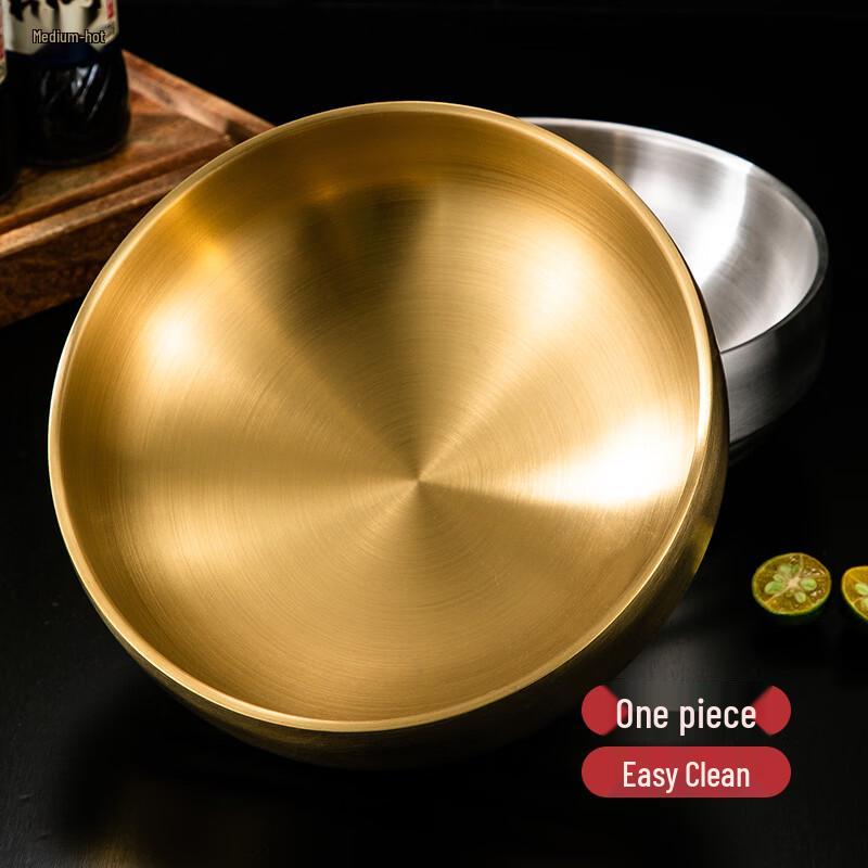 ZISIZ Korean Style Gold Double Layer Soup Noodle Bowl Set