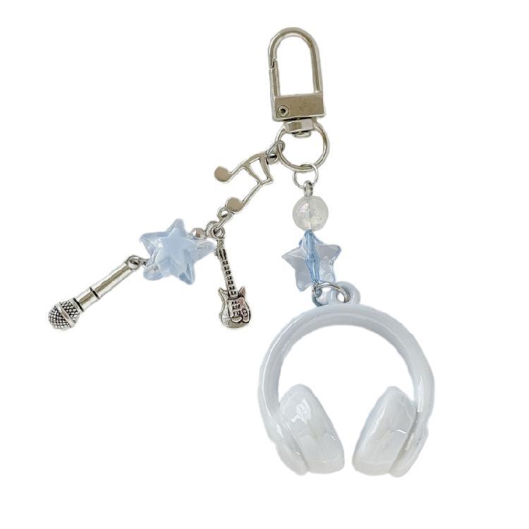Vibrant Headphone Charm Keychain Keyring Phone Chain Featuring Musical Notes For Birthday Presents and Decorations