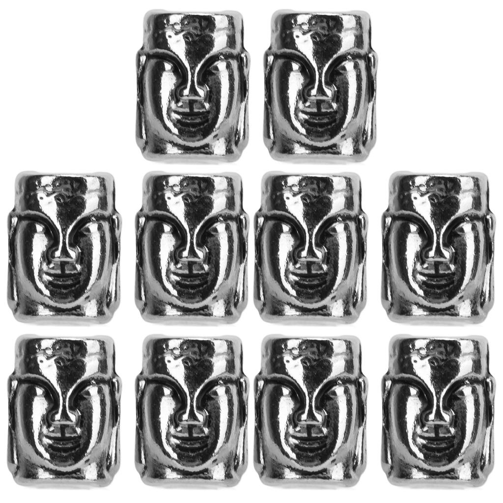 10pcs Metal Paracord Knife Lanyard Beads 6mm Hole for Bracelet Making Double Sided Type