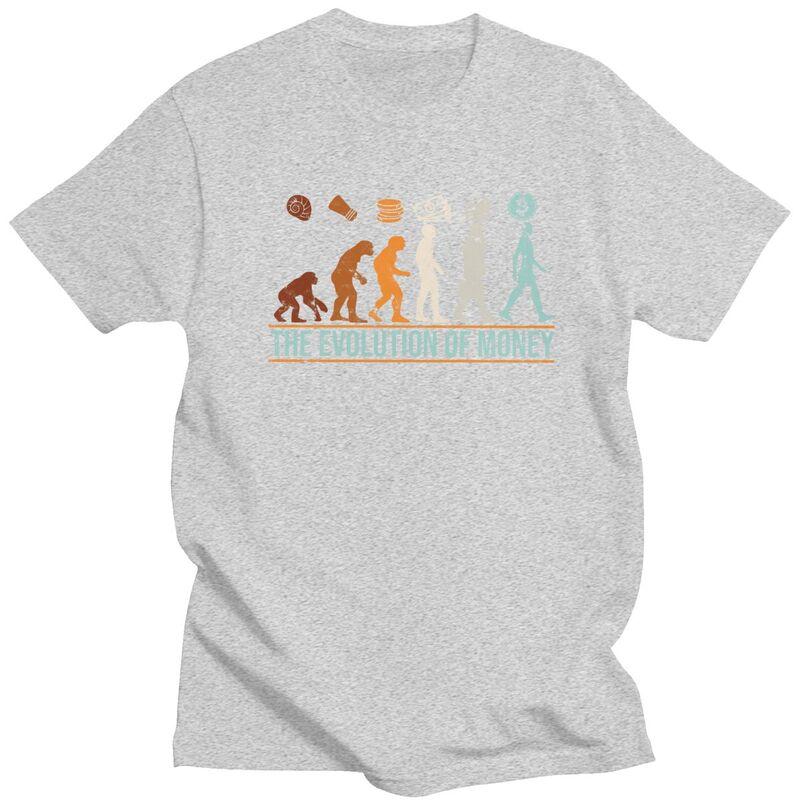 Custom Classic Evolution Of Money Bitcoin T Shirt Men BTC Crypto Coins Tshirt Streetwear Tee Tops Pure Cotton Oversized Tshirt