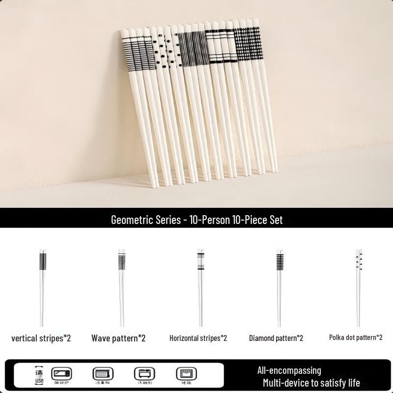 Nordic Ceramic Geometric Chopsticks Set