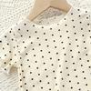 2Pcs/Set Korean Version of Summer Girls Short Sleeved Top Suit Comfortable Air Conditioning Suit Baby Girl Ice Silk Polka Dot Home Clothes