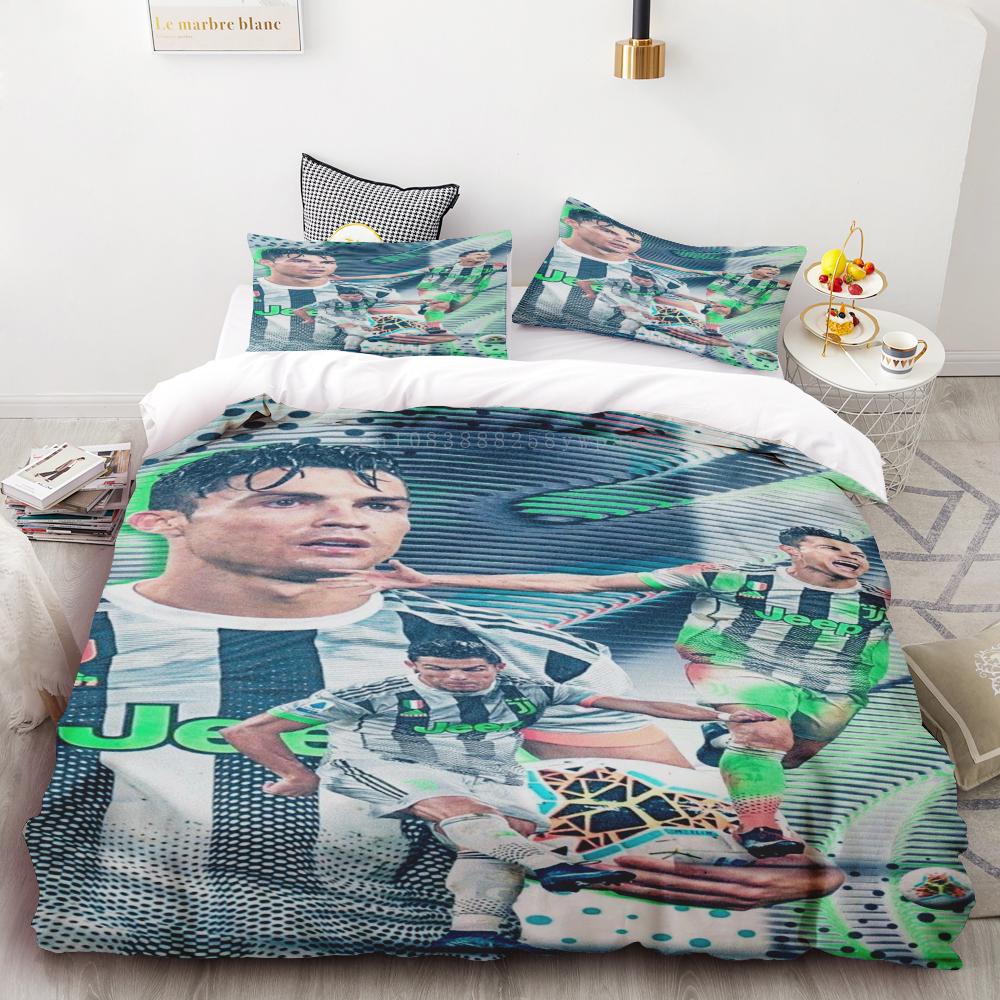 Duvet Cover Set Ronaldo Idol Football Star 3D Printed Soft Quilt Cover For Teens Kids Boys Girls Soft Bed Cover With Zipper