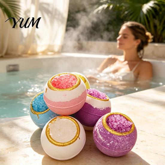 Bathing Accessories 100G Handmade Sea Salt Bath Bombs, Natural Plants Extract Essential Oils Fizzies Ball Ball, Dry Skin Moisturizing Shower for Women