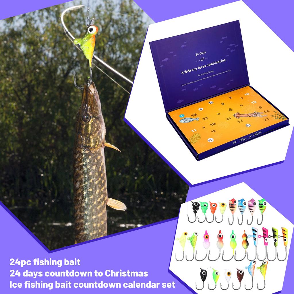24 Ice Fishing Advent Calendar Christmas Countdown 24 Day Ice Fishing Countdown Calendar Set For Ice Fishermen Adult Men Ice Fishing Surprise Gift
