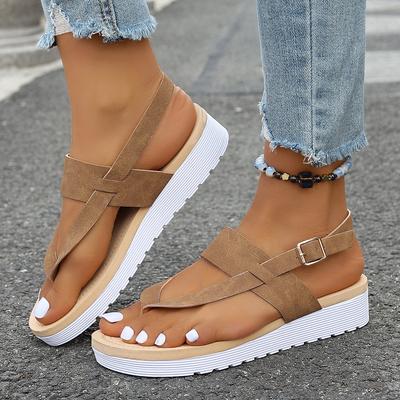Mode Sommer Damen Sandalen 2025 Neue Große Größe Flache Sohle Sandalen Mode Dicke Ferse Bequeme Gummisohle Plateau Damen Schuhe