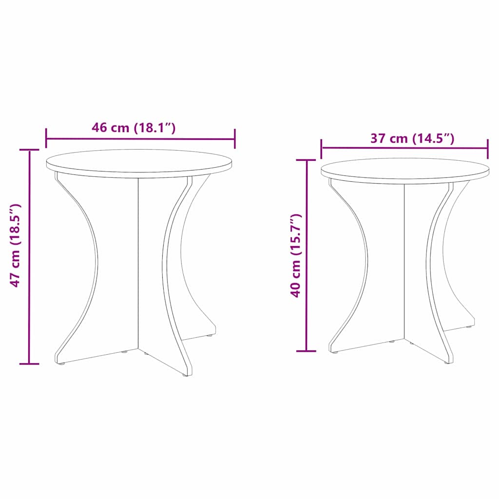 Coffee Table Set 2 pcs Natural Solid Pine Wood