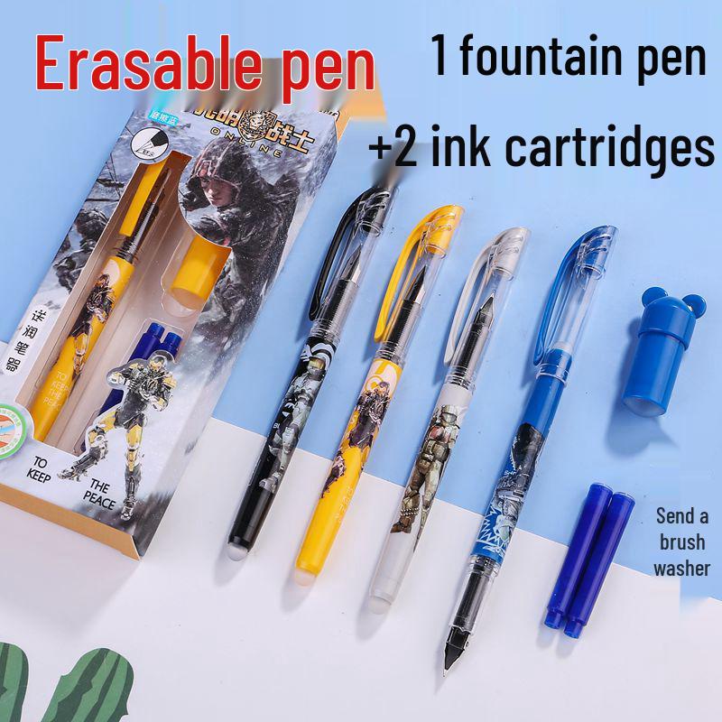 

Refillable Erasable Fountain Pen Set: Includes 1 Pen, 2 Ink Cartridges, and Inkstone for Calligraphy and Posture Practice. 1 Pen, 2 Ink Cartridges, Includes Pen Cleaner