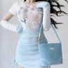 New Lee Fabric+Artificial Leather Baby Blue Shoulder Bag, Bucket Bag, Shoulder Bag Regular Women's Vintage Light Cow LE240070M-521