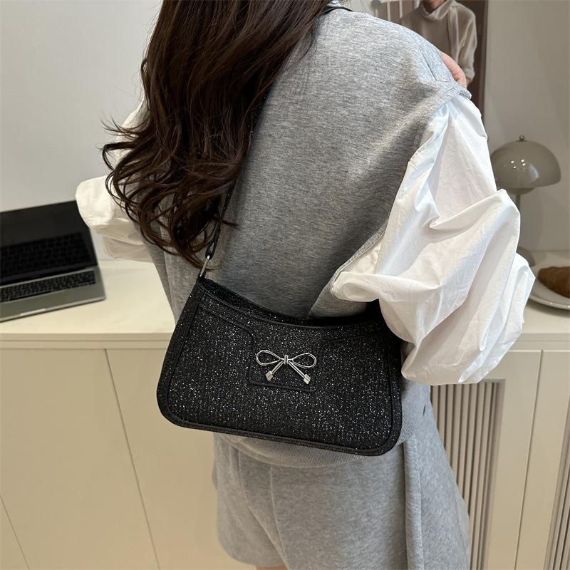 New High-end Textured Armpit Bag, Fashionable Portable Shoulder Bag, Trendy Bow, Beautiful Casual Bag