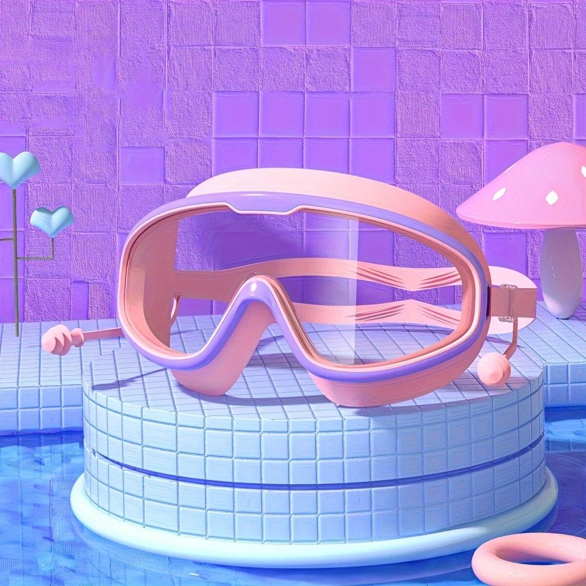 

Очки для плавания на открытом воздухе с большой оправой, водонепроницаемые, с защитой от запотевания и ультрафиолета, с берушами для детей от 14 лет и старше One size fits all фиолетовый