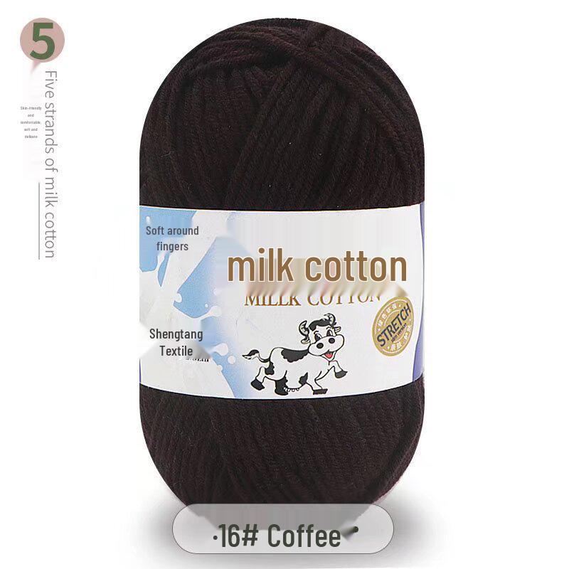 Five-Strand Milk Cotton Yarn for Crochet: Medium-Thick, Hand-Knitted DIY Kit for Dolls, Shoes, Scarves.
