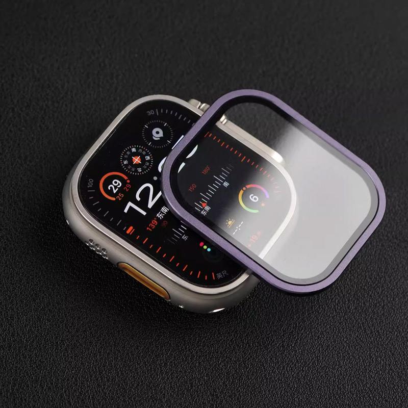 Tempered Glass for Watch Ultra 49mm Titanium Metal Frame Anti-Scratch film for Series Ultra 2 Screen Protector Accessories