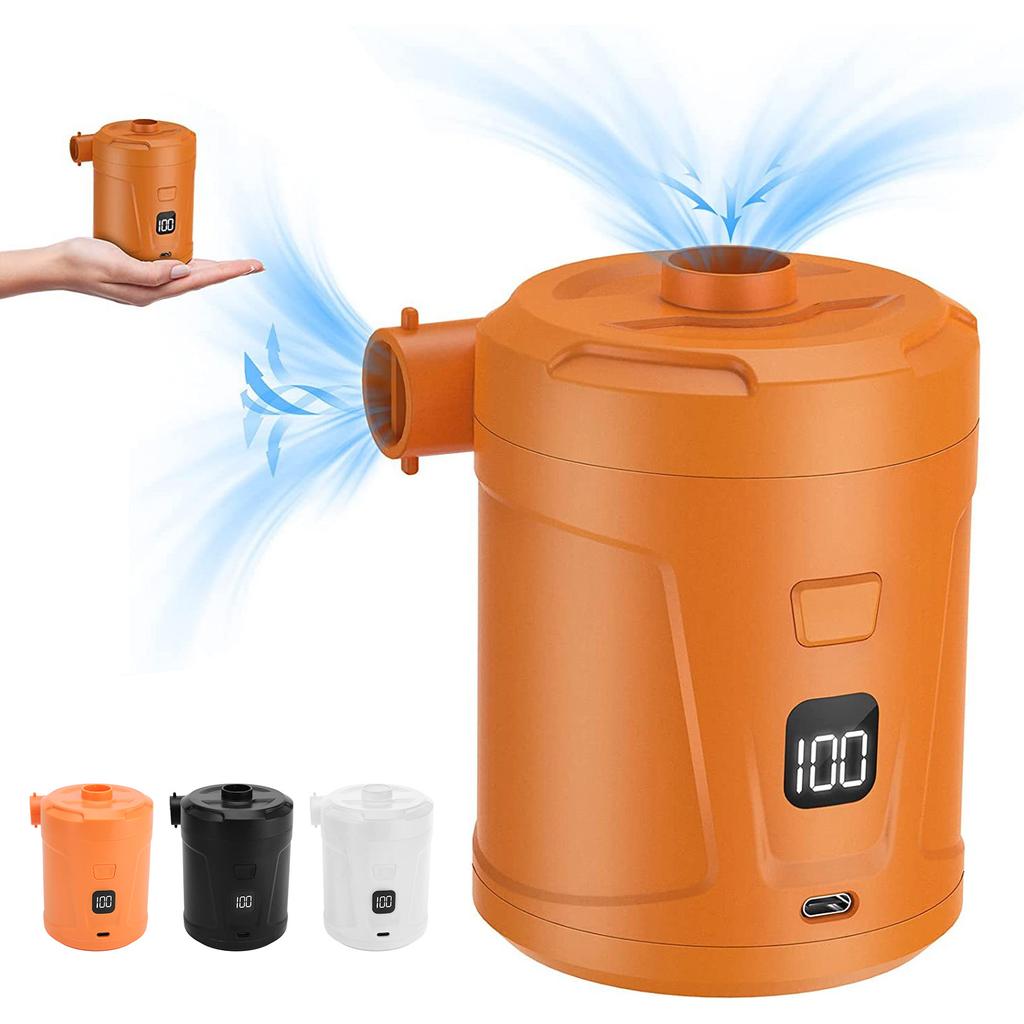 Pompă electrică de aer cu 4 duze Gonflabil 5200mAh Reîncărcabilă USB Afișaj LED Portabil Umflare anvelope