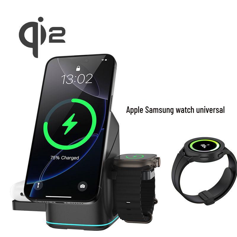 Qi2 Certified 3-in-1 MagSafe Wireless Charger for Apple & Samsung Phones & Watches