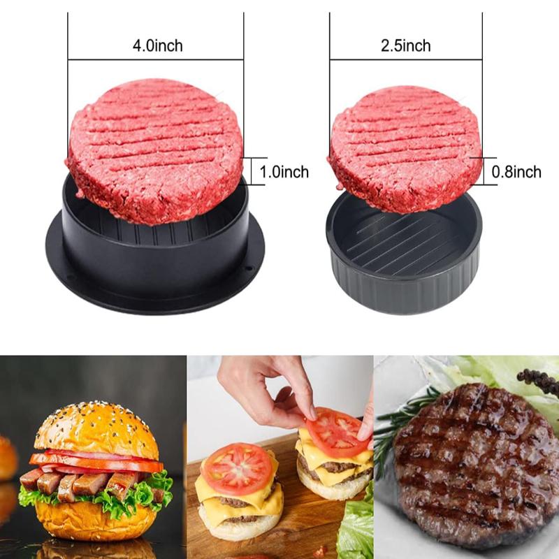 Burger Press 3 In 1 Non-Stick Hamburger Press Patty Maker Meat Beef Patty Molds for Stuffed Burgers Slider BBQ Barbecue Grilling