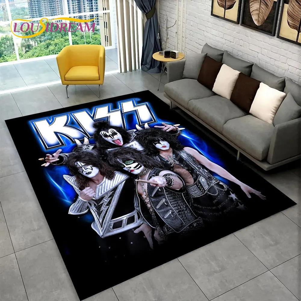 KISS Rock Band Retor Teppich, Teppich für Zuhause, Wohnzimmer, Schlafzimmer, Sofa, Fußmatte, Dekor, Küche, rutschfeste Bodenmatte Alfombra