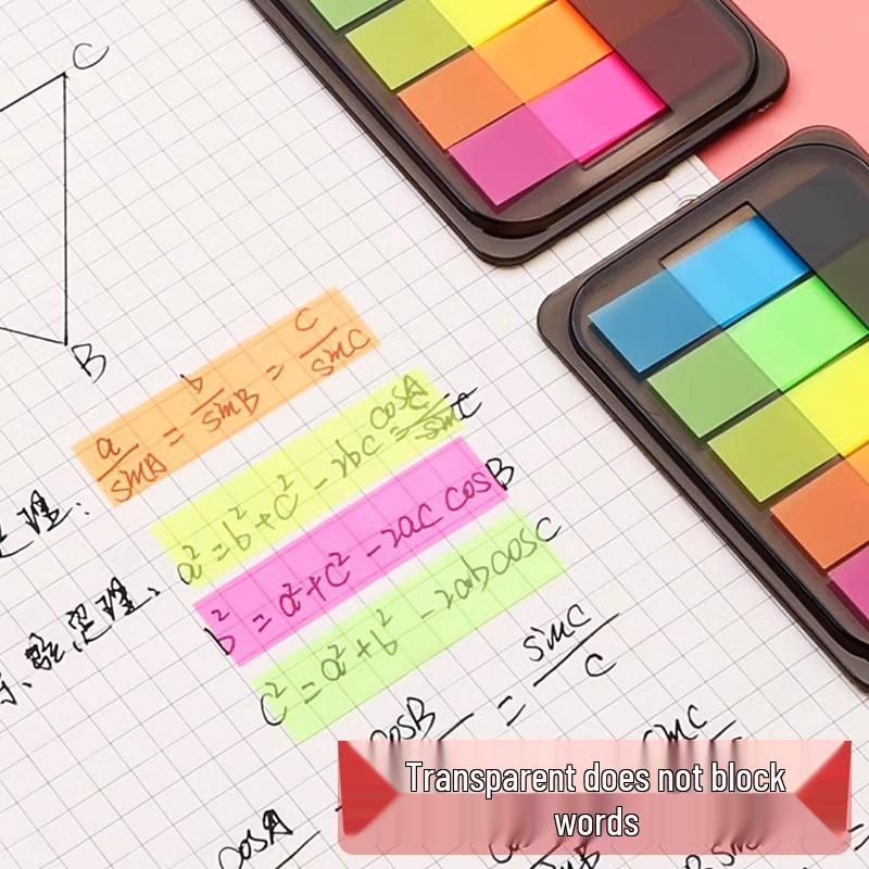 Transparent Colored Marker Stickers for Office Use - Small Strips for Page Indexing and Key Points