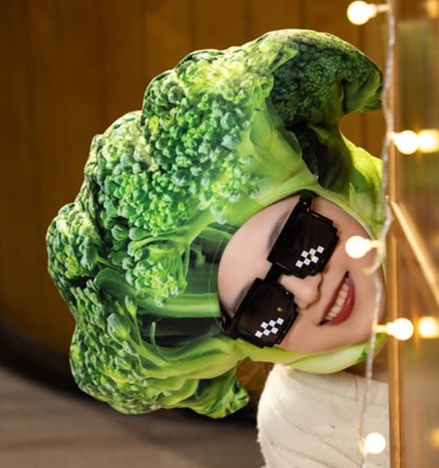 [DOKiDOKi] Broccoli Hat Cosplay [Cute] Transformation Headwear Kigurumi Fluffy Cute Halloween Vegetable Greengrocer Muscle Body Building Diet