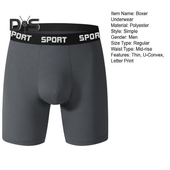 Men Boxer Underwear Slim Fit Patchwork Color Letter Print Shorts Briefs Elastic Mid-Waist Design Smooth Lines U-Convex Panties