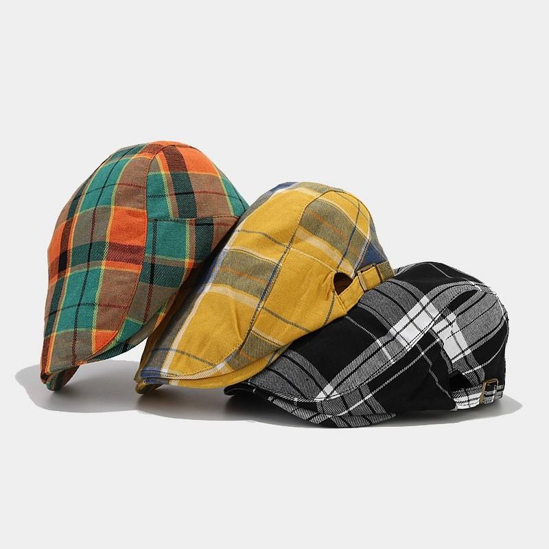 Classic Plaid Beret Hat For Women Men With Sun Protection Cotton Spring Summer Fashion Accessory