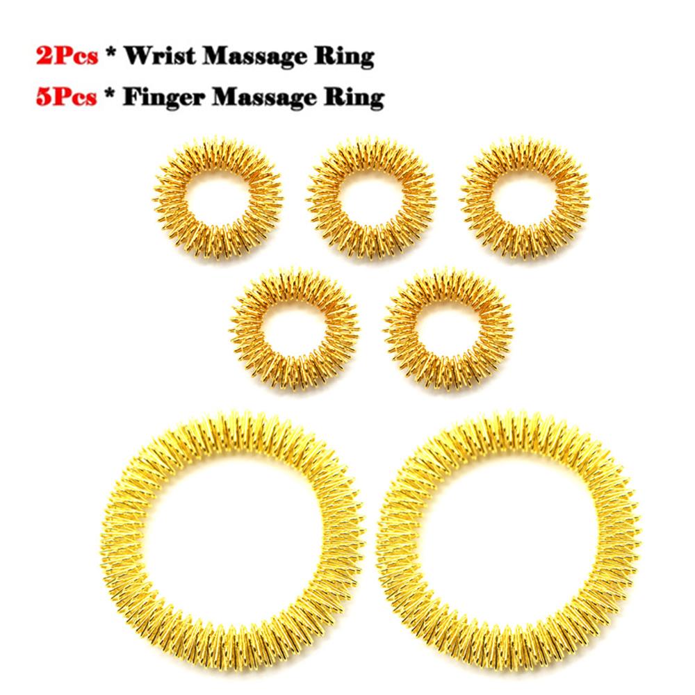 Tcare 5Pcs Acupressure Massage Rings 2Pcs Wrist Rings Chinese Medicine Pain Relief Finger Circulation Therapy