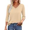 Women's Top 3/4 Sleeve V-neck Color Lace Patchwork Casual Blouses