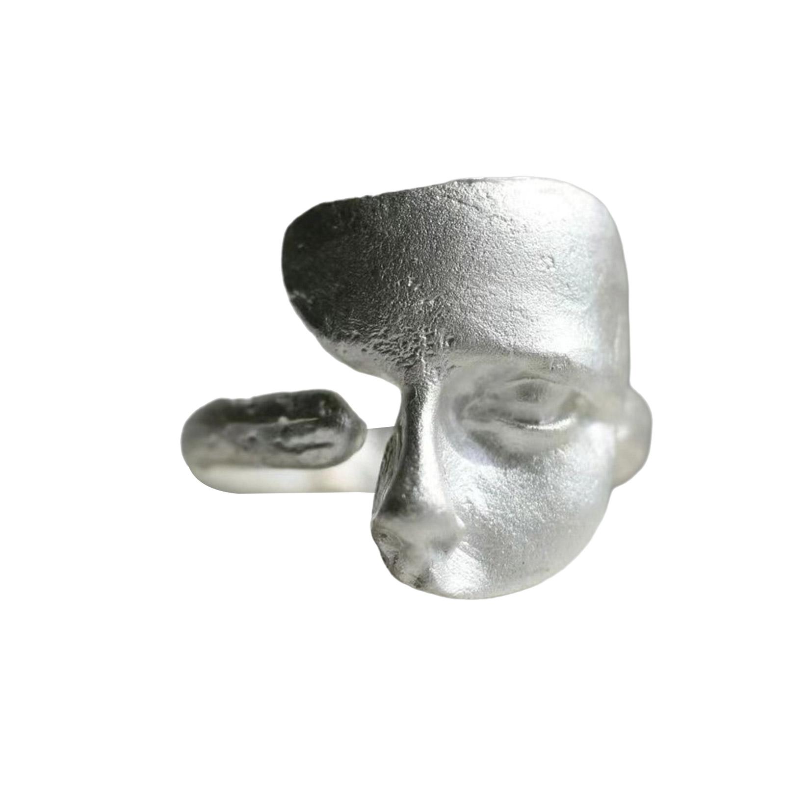 Стильные Унисекс Кольца Форма Маски Современные Раскрывающиеся Кольца Уникальные Регулируемые Кольца Медная Текстура Парные Кольца для Повседневного Использования