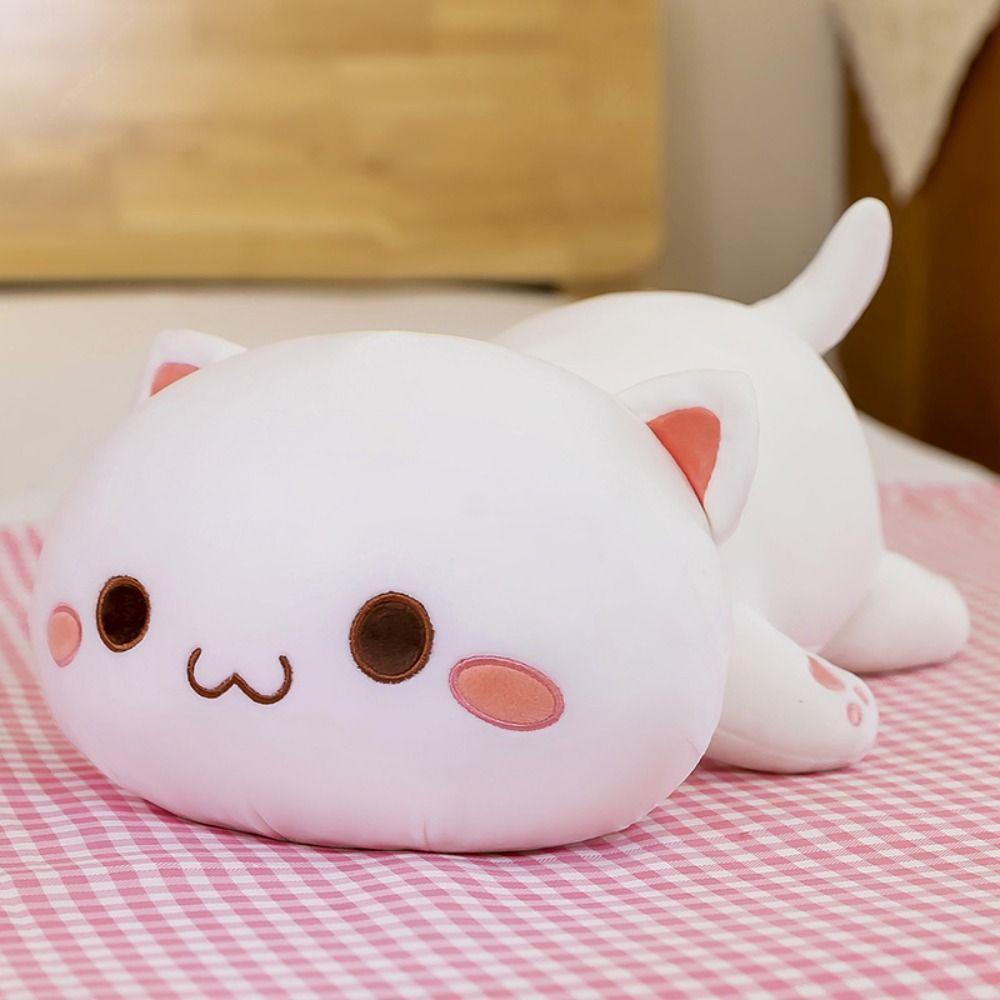 40/ 50CM Peach Cat Plush Toys White Grey Stuffed Peach Cat Children's Gift Animal Doll