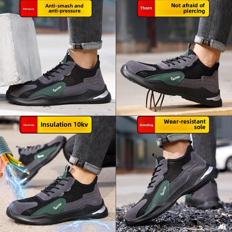 Scarpe Sportive Estive da Lavoro Scarpe di Sicurezza Antipuncture Uomo Punta in Acciaio Scarpe Protettive Isolanti 10kv Uomo