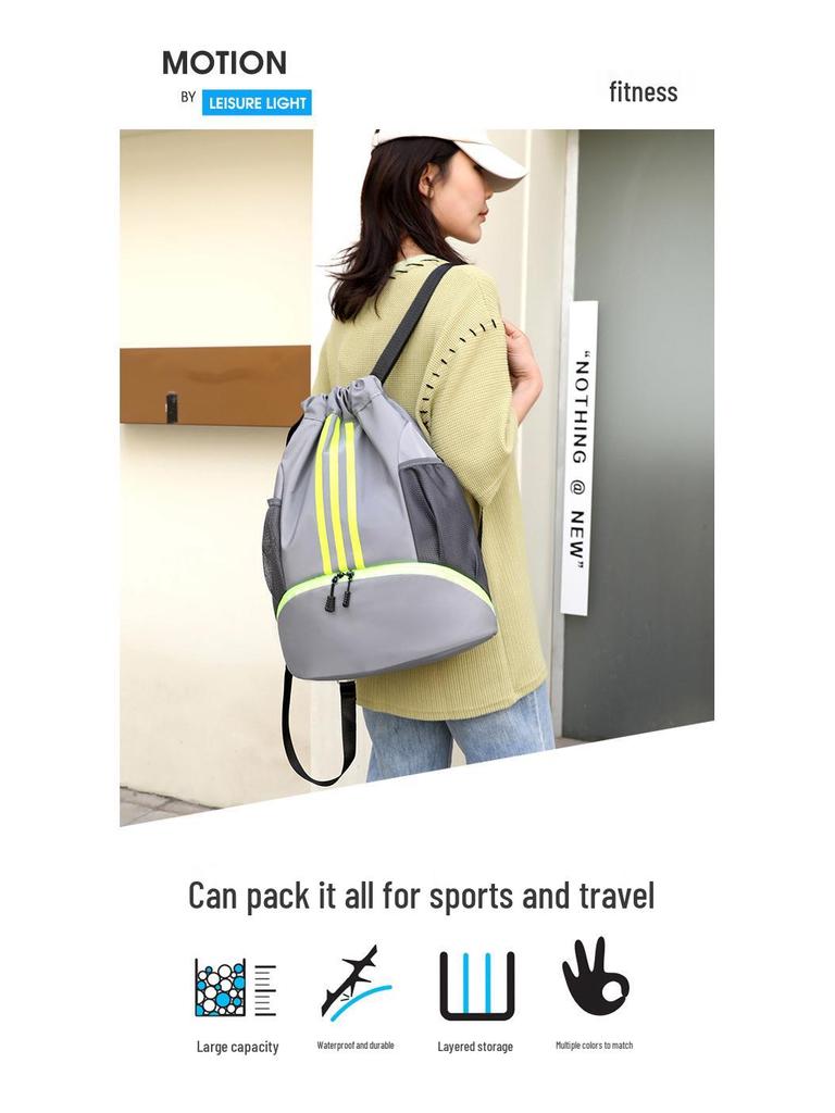 Women's Outdoor Drawstring Backpack for Travel, School, Sports, Fitness, and Basketball Storage