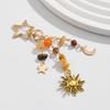 Fashionable Irregular Stone Keychain Colorful Beads Keyring with Stars Moon Sun Pendant Lightweight Key Accessory