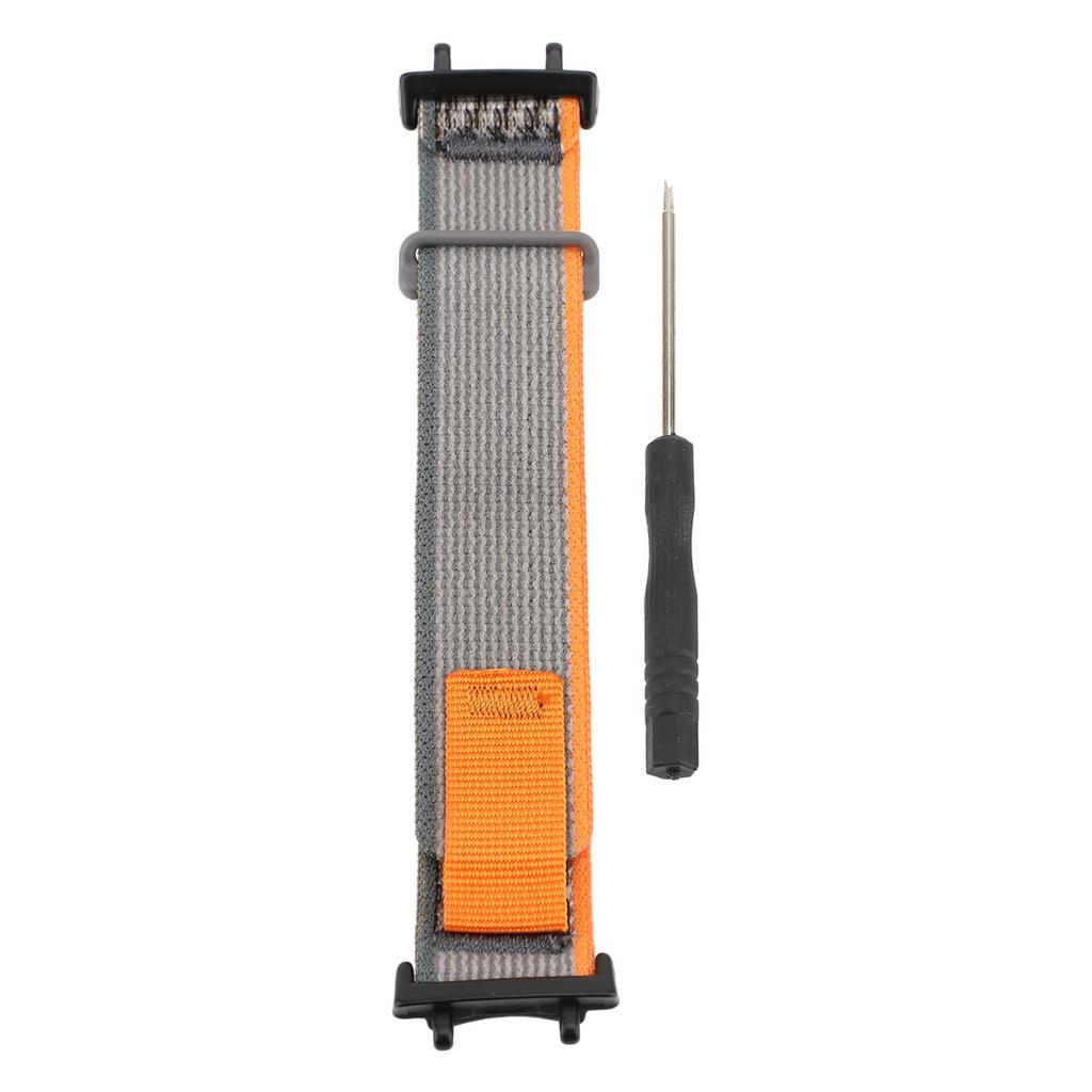 Nylon Band for T Rex 3 Hook and Loop Adjustable Sporty Style Replacement Smartwatch Wristband Loop Strap Orange Gray