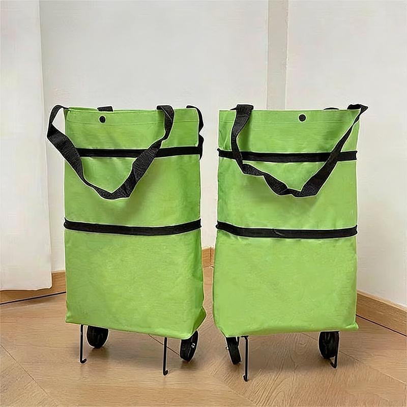 Portable Foldable Shopping Bag With Wheels Trolley Large Reusable Cloth Handbag Tote Bags Supermarket Home Grocery Pull Cart Bag