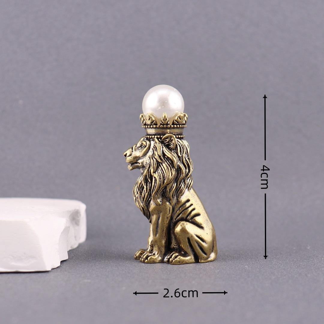 Латунная Нордическая Современная Минималистичная Фигурка Короны Льва Домашний Декор Животное Домашний Декор Настольное Украшение Поделки Украшения светло-серый