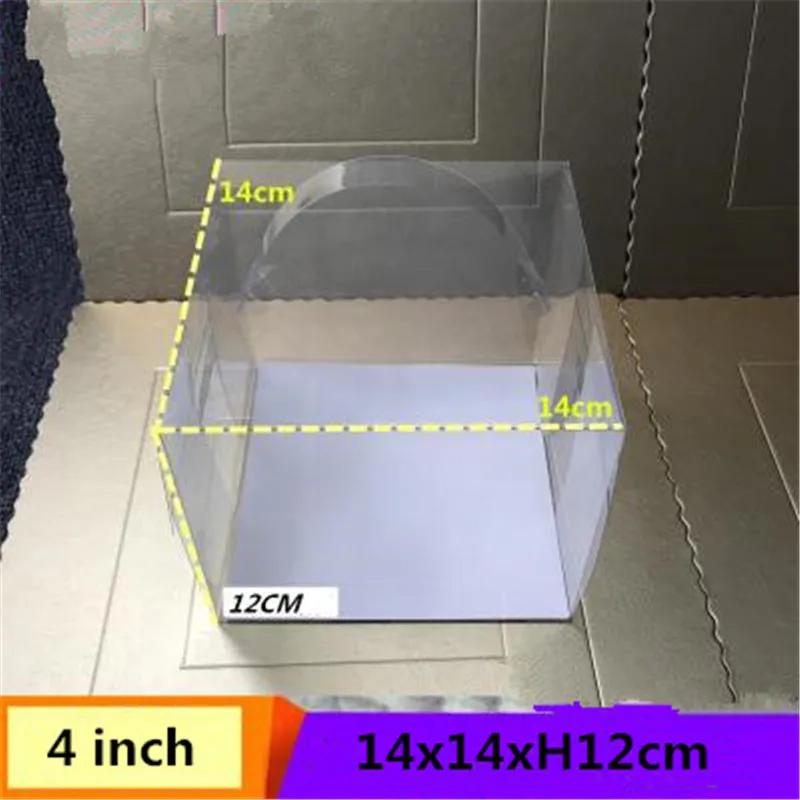 Cheese Mousse square plastic box Cupcake transparent cake case with Handle Wedding Favors Packaging casket baking accessories