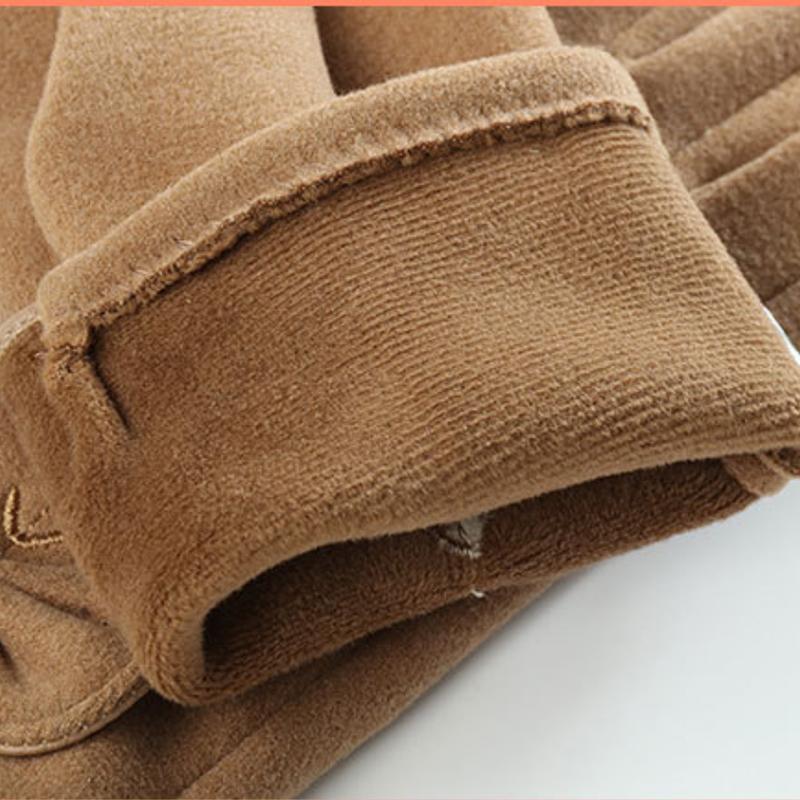Women Winter Keep Warm Touch Screen Thin Section Bow Elegant Gloves Plus Velvet Inside Windproof Outdoor Cycling Female Gloves