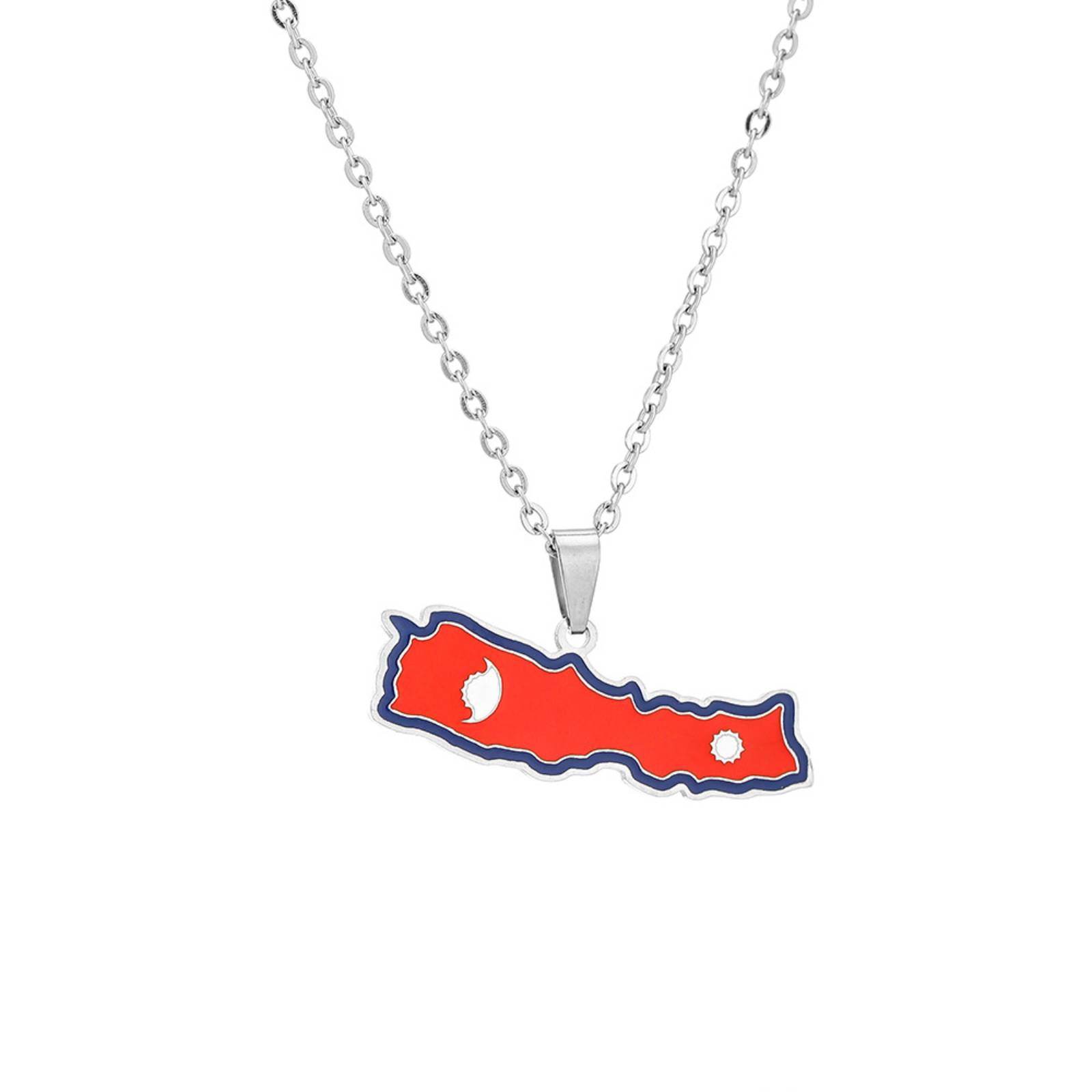 Nepal Map Flag Pendant Necklace for Women Men Stainless Steel Jewelry Nepalese Ethnic Gift